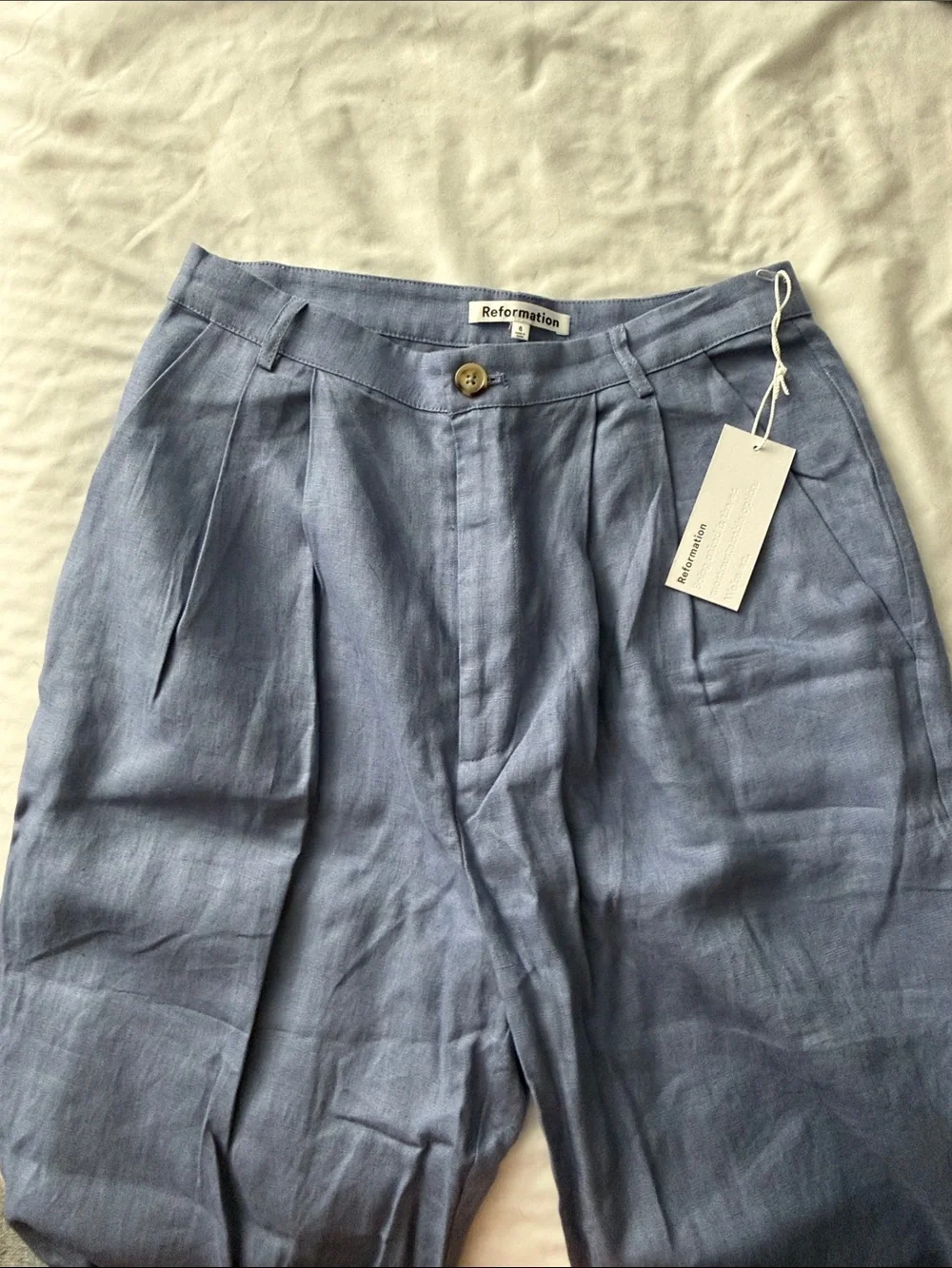 Reformation Men’s Linen-Blend Chinos in Slate Blue